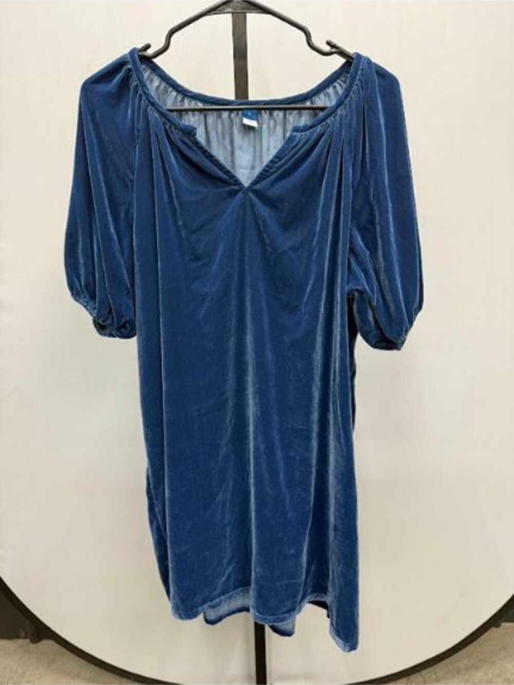 Old Navy Blue Velvet Puff Sleeve Dress